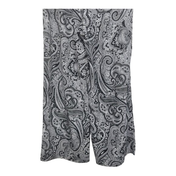 Michael Kors Womens Black Paisley Print Wide Leg Pants Size 16 Pull On Drawstrim - Picture 12 of 14